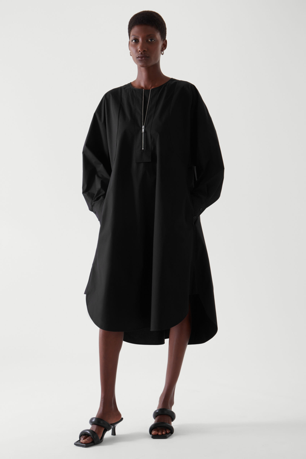 Cos Oversized A-line Shirt Dress In Black | ModeSens