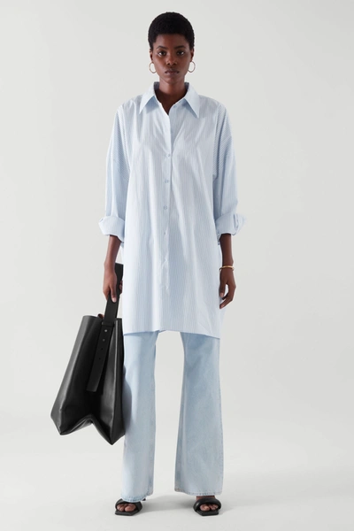 cos oversized dress Cos Oversized Shirt Dress In Blue / White