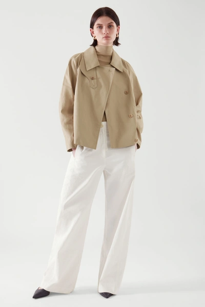 Cos Short Linen Trench Jacket In Beige | ModeSens