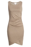 Leith Ruched Body-con Tank Dress In Tan Heather