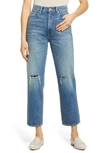 Slvrlake London Ripped High Waist Crop Straight Leg Jeans In Old Ways