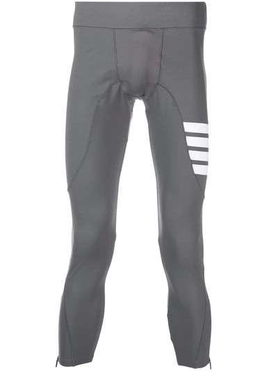 Thom Browne 4-bar Stripe Lightweight Compression Tights In Grey