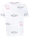 THOM BROWNE EMBROIDERED BEAR FISH T-SHIRT