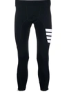 Thom Browne Signature 4 Stripe Leggings In Blue