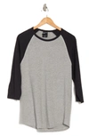 Fleece Factory Baseball Raglan Sleeve T-shirt In Grey Mix/black Mix