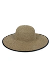 David & Young David And Young Marled Straw Ponytail Floppy Hat In Black