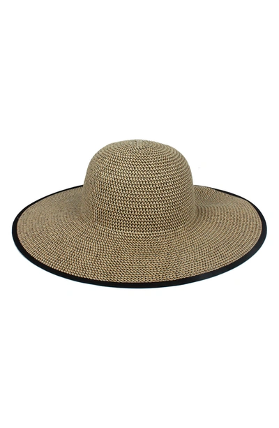 David & Young David And Young Marled Straw Ponytail Floppy Hat In Black