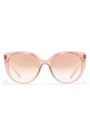 Dolce & Gabbana 54mm Mirrored Cat Eye Sunglasses In Transparent Pink