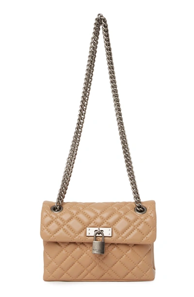 Kurt Geiger Mini Brixton Diamond Quilted Leather Pad Lock Shoulder Bag In Camel