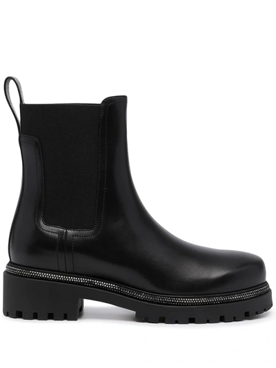 René Caovilla Chunky Leather Boots In Black