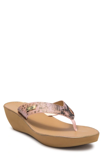 Kenneth Cole Fine Glass Flip-flop Wedge Sandal In Quartz