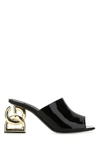 Dolce & Gabbana Black Patent Leather Mules With Dg Heel