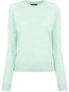 Apc Fine-knit Ribbed-trim Jumper In Grün