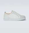 Christian Louboutin Louis Junior Spikes Cap-toe Suede Sneakers In Grey
