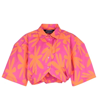 Jacquemus La Chemise Ballu Cotton-blend Shirt In Pink