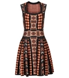 Alaïa Alaia Ladies Rosewood/black Mosaic Jacquard Knit Flared Dress In Black