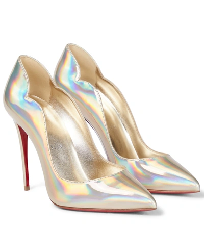 Christian Louboutin Hot Chick 100 Patent Leather Pumps In Metallic