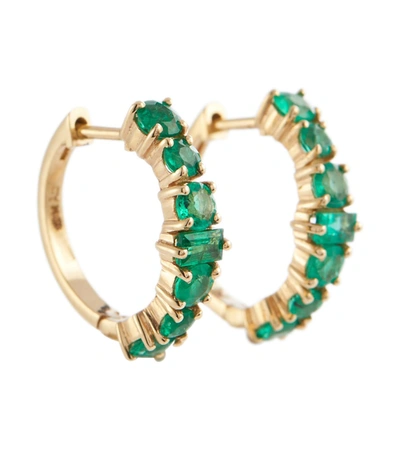 ILEANA MAKRI RIVULET 18KT GOLD HOOP EARRINGS WITH EMERALDS,P00579142