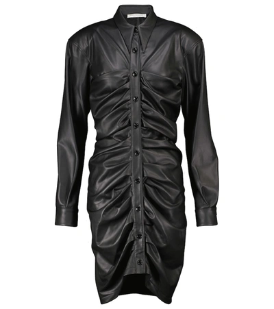 Philosophy Di Lorenzo Serafini Ruched Faux Leather Minidress In Black