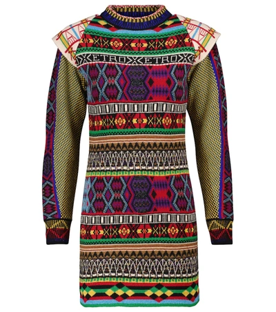 Etro Intarsia Wool-blend Sweater Dress In Multicolor
