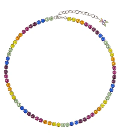 Amina Muaddi Tennis Crystal-embellished Necklace In Multicoloured