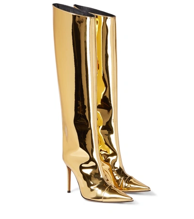 Alexandre Vauthier Alex Metallic Leather Knee-high Boots In Gold