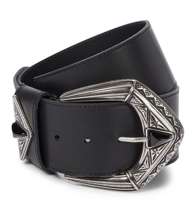 Etro Leather Buckle Belt In Black