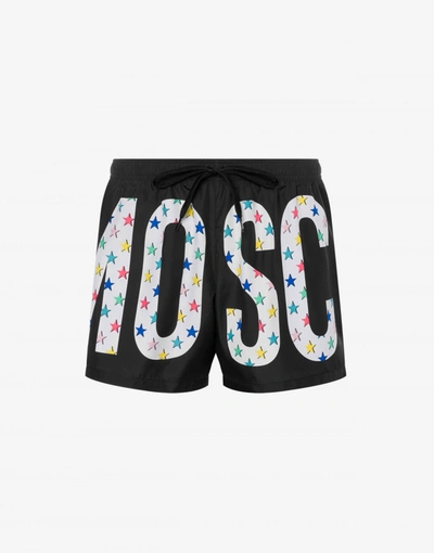 Moschino All-over Stars Logo Boxer In Black