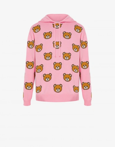 MOSCHINO ALLOVER TEDDY BEAR HOODIE 