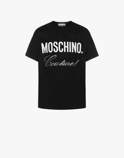 Moschino Crystal Logo Jersey T-shirt In Black