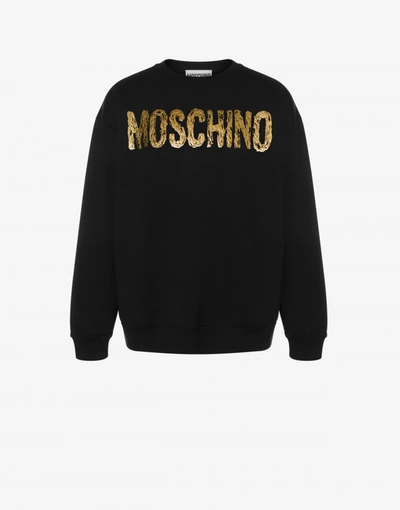 MOSCHINO PAINTED LOGO COTTON SWEATSHIRT