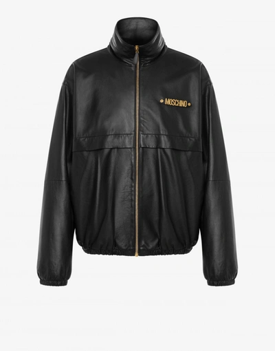 Moschino Lightweight Nappa Leather Jacket In Black