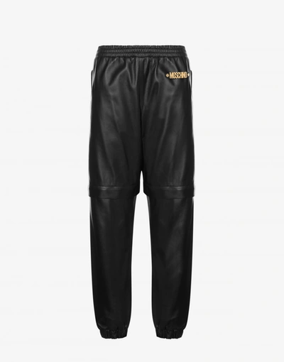 Moschino Lightweight Nappa Leather Trousers In Black