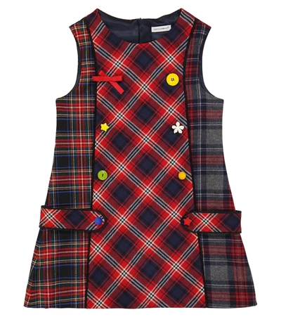 Dolce & Gabbana Babies' 羊毛混纺格纹连衣裙 In Multicolor
