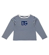 DOLCE & GABBANA LOGO条纹棉质针织T恤,P00591466