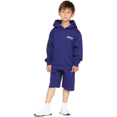 Balenciaga Purple Sweatshirt For Kids With Logo In Navy