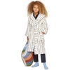 TEKLA SSENSE EXCLUSIVE KIDS OFF-WHITE & NAVY STRIPED HOODED BATH dressing gown