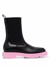 Givenchy Squared Flat Leather Chelsea Ankle Boots In Black