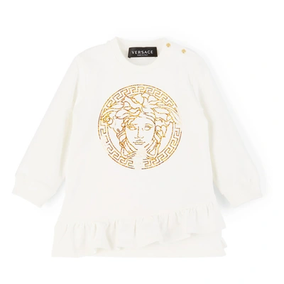 Versace White / Gold Dress Baby Kids In Bianco E Oro