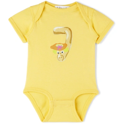Collina Strada Ssense Exclusive Baby Yellow Worm Printed Bodysuit In Light Yellow