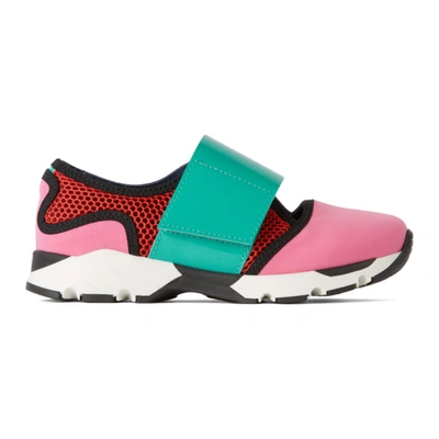Marni Kids Pink & Red Scuba Sneakers