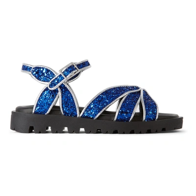 Marni Kids Blue Glitter Sandals