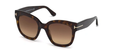 Tom Ford Beatrix Ft0613 52h Geometric Polarized Sunglasses In Brown