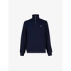 Lacoste Cotton Fleece Half Zip Pullover In Navy Blue