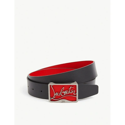 Louis belt BLACK/SILVER CLASSIC LEATHER - Men Belts - Christian Louboutin