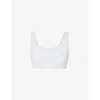 Hanro Womens 1541 Celestial Blue Touch Feeling Stretch-jersey Crop Top M