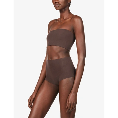 Skims Fits Everybody Stretch-woven Bandeau Bra In Brown