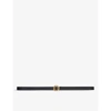 Maje Narrow Black Leather Belt In Noir / Gris