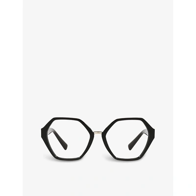 Valentino Garavani Womens Black Va3062 Acetate Hexagonal-frame Optical Glasses In Brown
