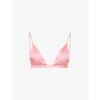Fleur Du Mal Womens Pink Lemonade Luxe Stretch-silk Triangle Bra M